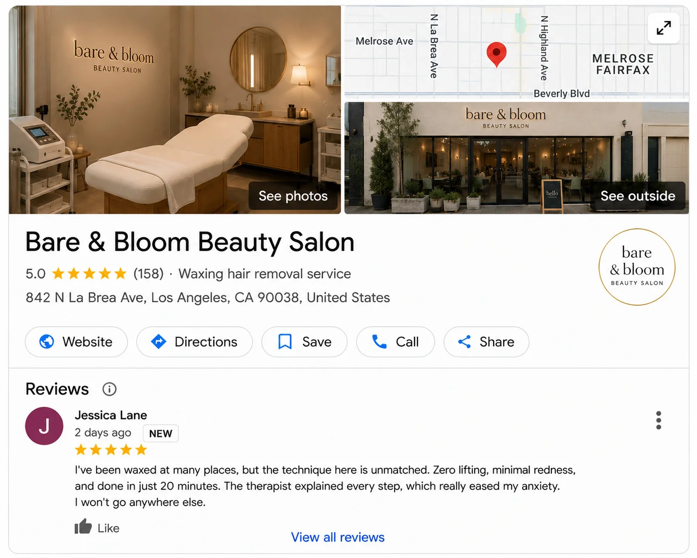 beauty salon review examples