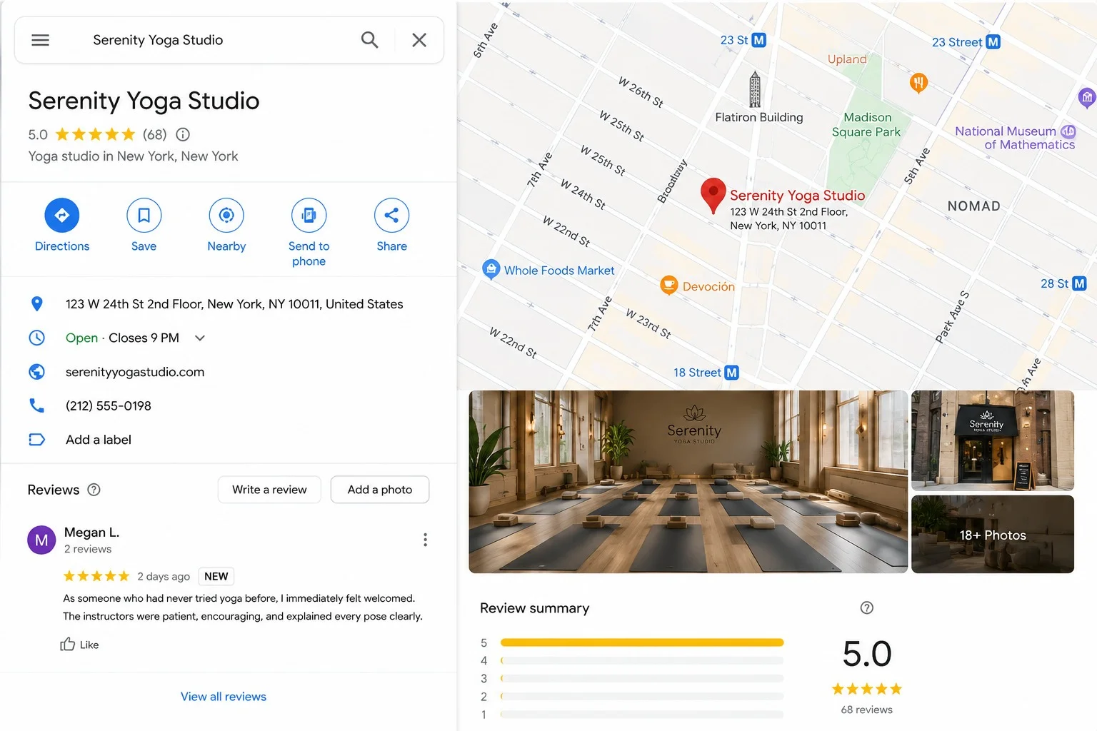 review examples for yoga studios