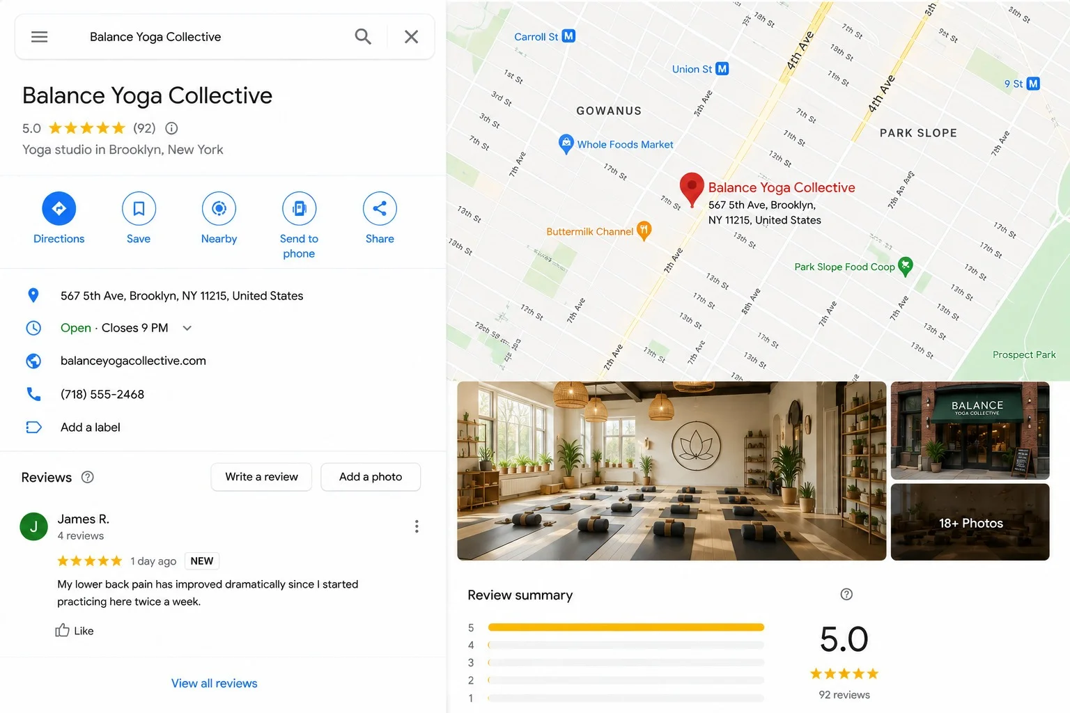 review examples and templates for yoga studios