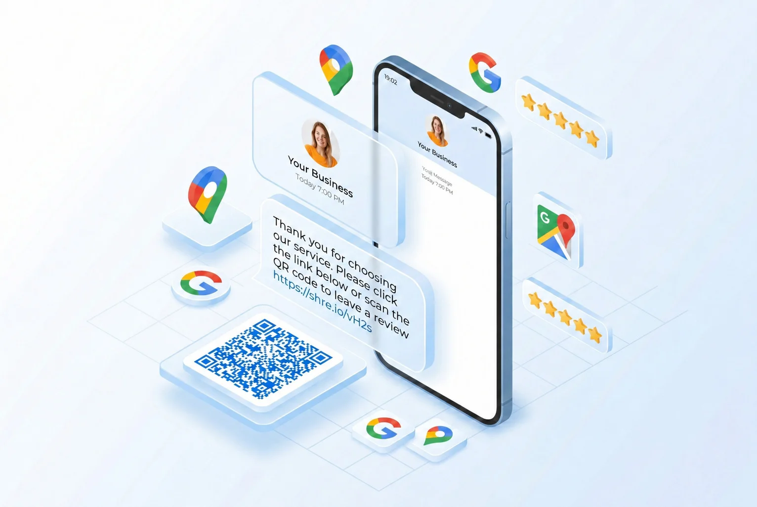 Illustration for the Google review link generator concept