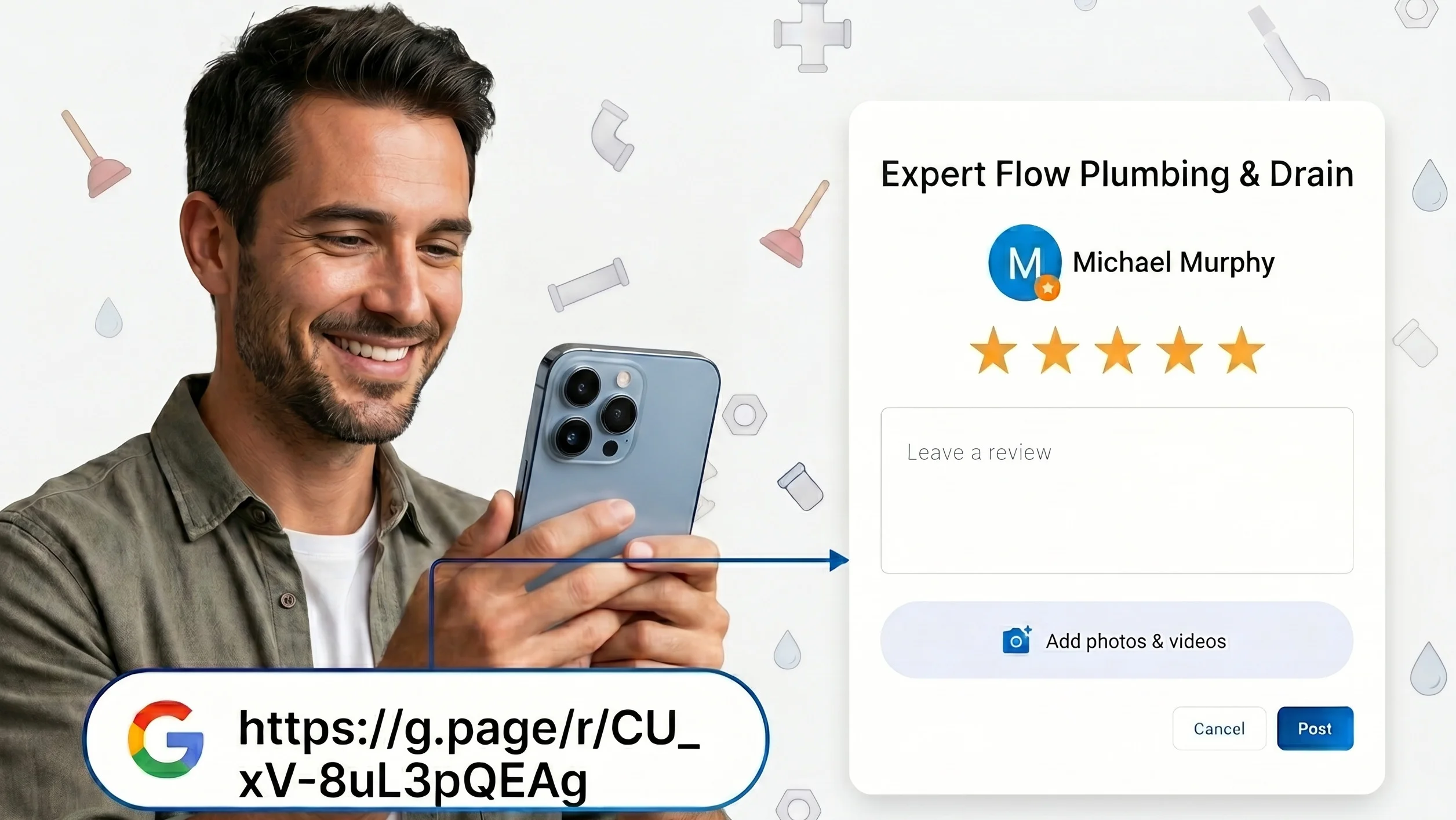 Direct review links and local visibility