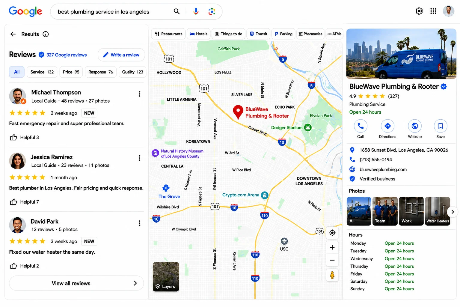 plumber review example