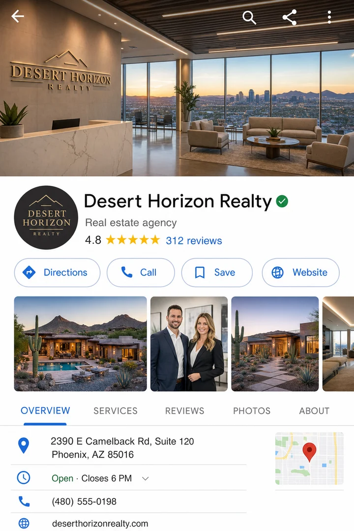 Desert Horizon Realty Google Business Profile after with higher rating and more reviews