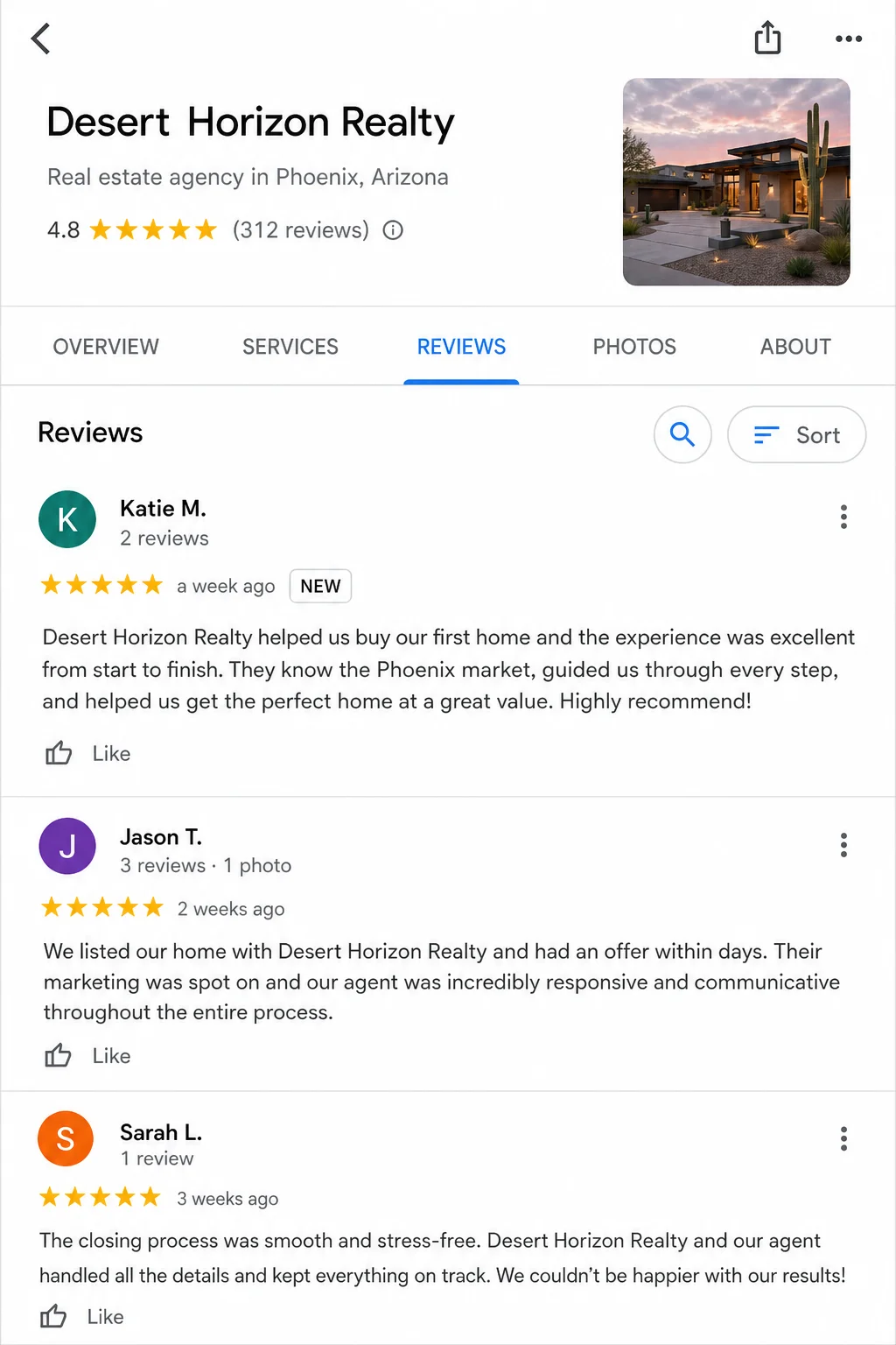 Google Business Profile reviews tab showing review growth