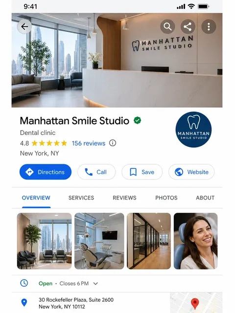 Manhattan Smile Studio Google Business Profile after with higher rating and more reviews