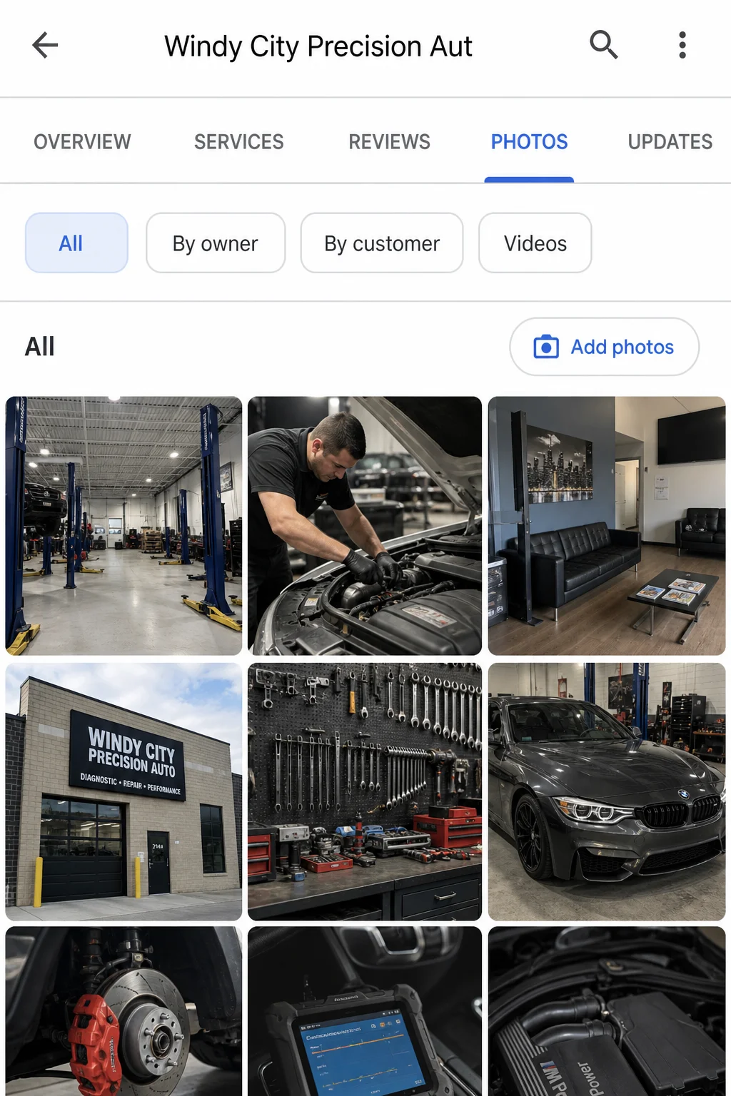 Google Business Profile photo gallery after optimization
