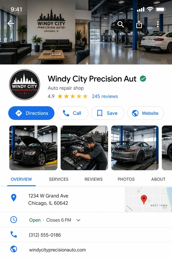 Windy City Precision Aut Google Business Profile after with higher rating and more reviews
